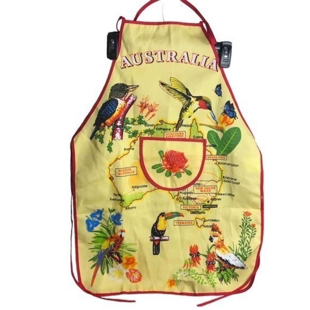 Australia full bib kitchen cotton pocket apron yellow